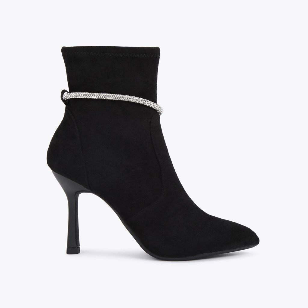 Women's Ankle Boot Black Crystal Chain Francesca