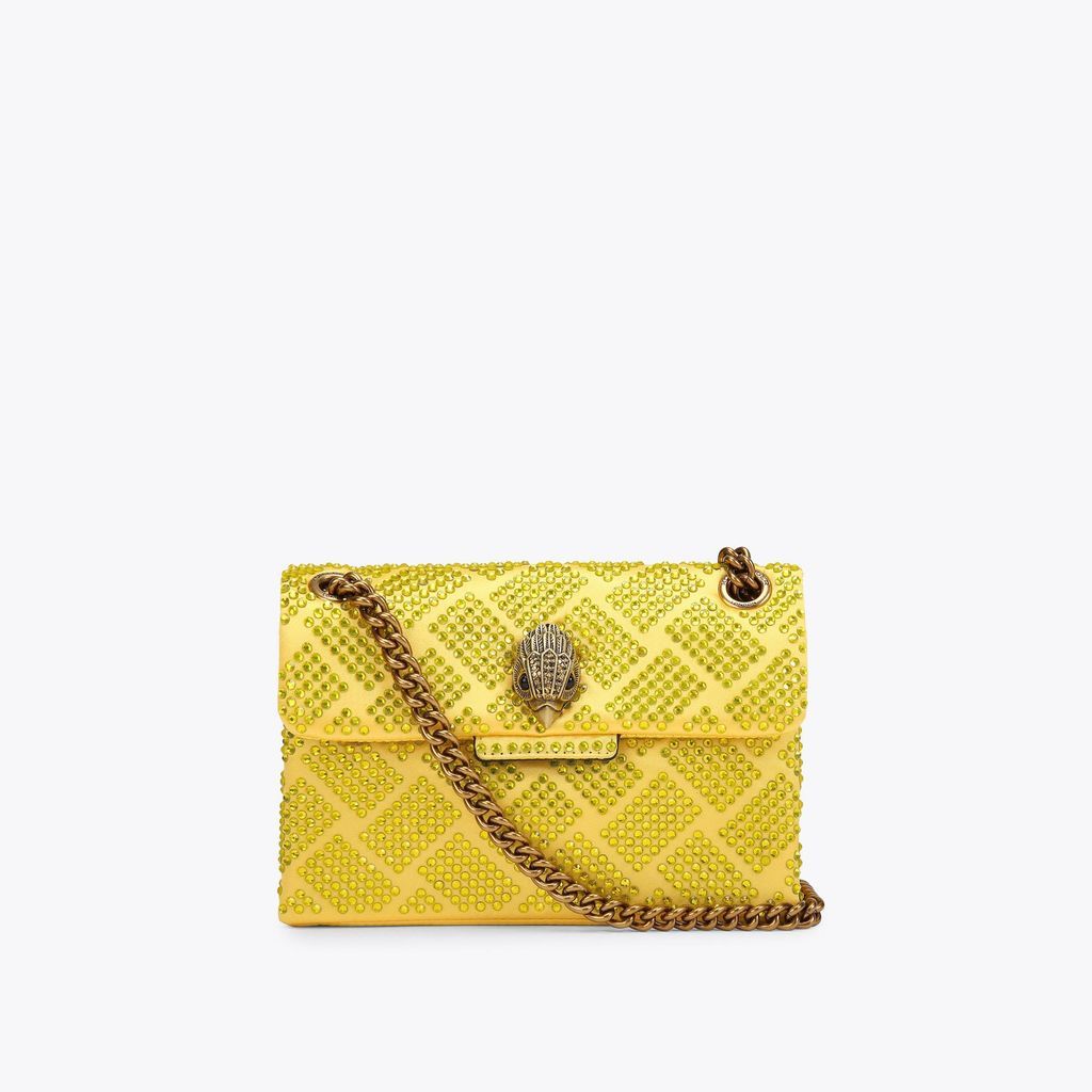 Women's Cross Body Bag Yellow Crystal Fabric Mini Kensington