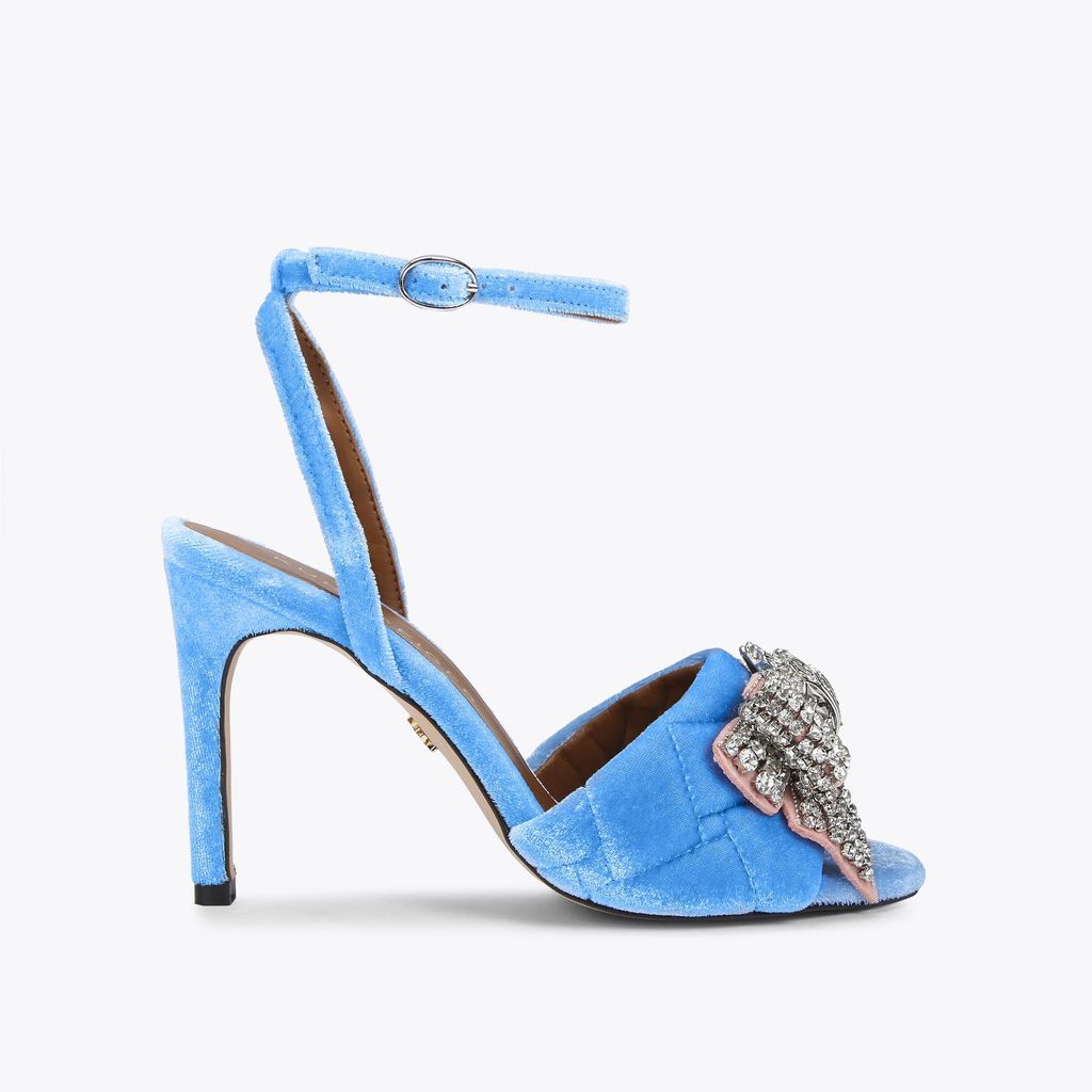 Women's Heels Blue Velvet Kensington Bow Sandal