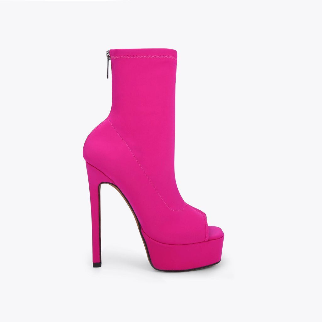 Women's Heeled Boots Pink Satin stretch Flame