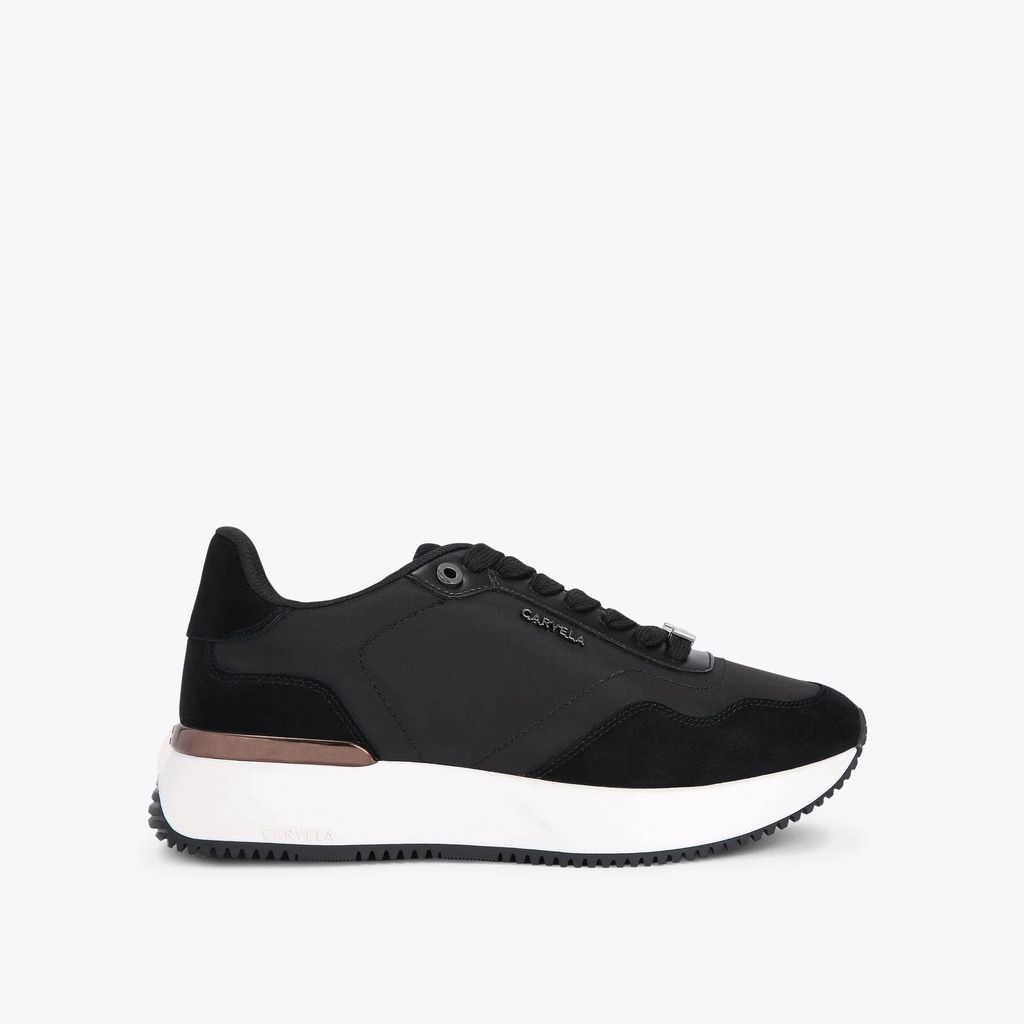 Women's Trainers Black Suede Leather Flare