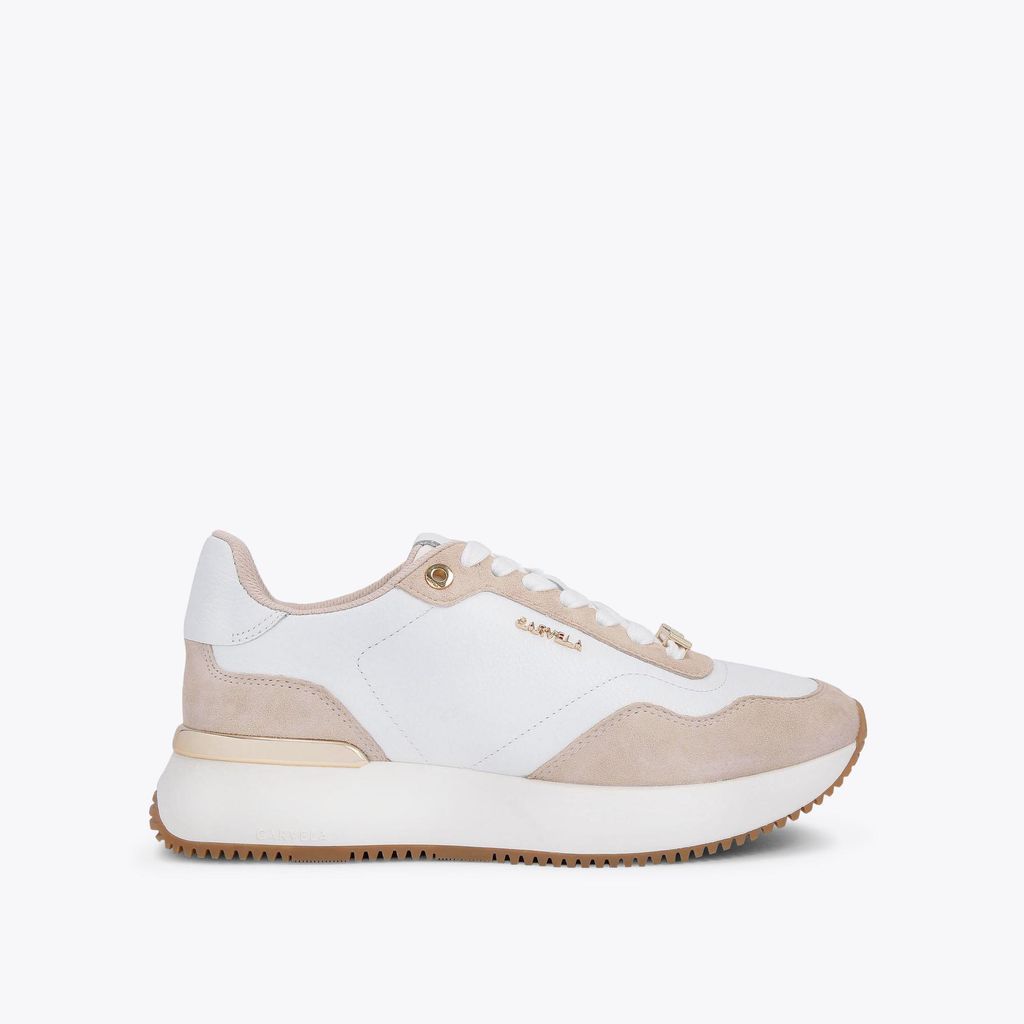 Women's Trainers White Blush Suede Leather Flare