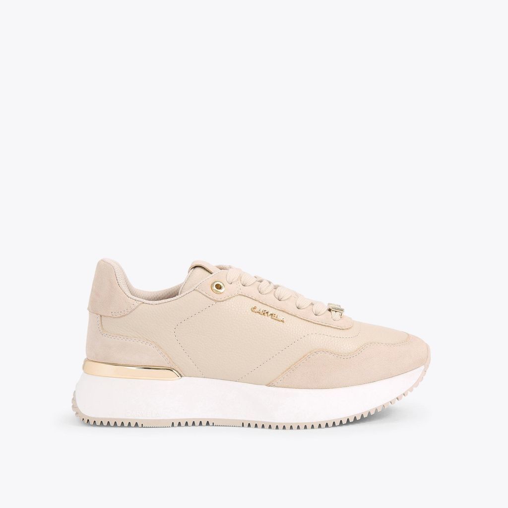 Women's Trainers Beige Suede Leather Flare