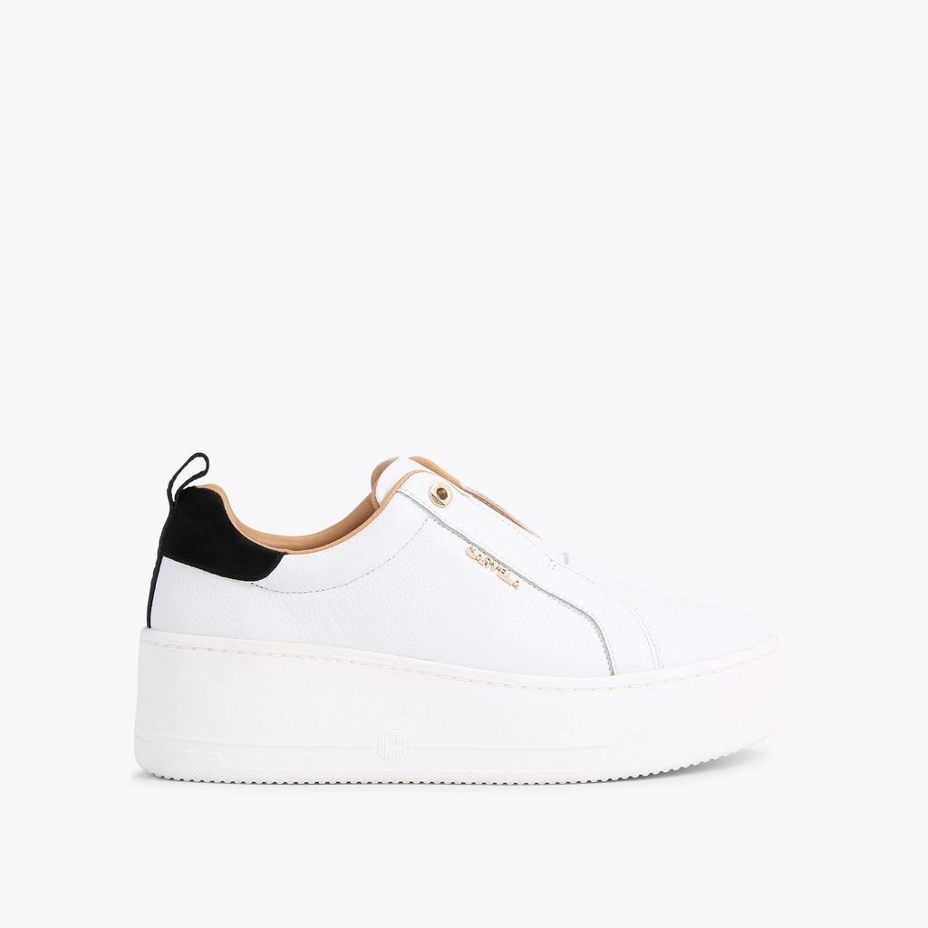 Women's Trainers White Leather Connected Laceless