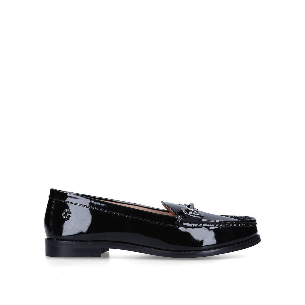 Cavela Women's Flats Loafers Black Patent Leather Snap
