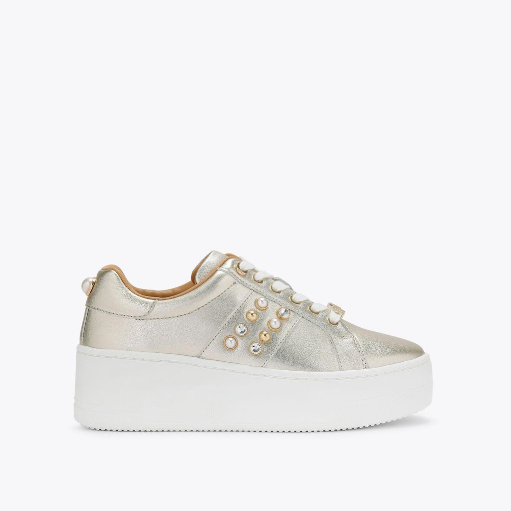 Women's Trainers Gold Leather Precious