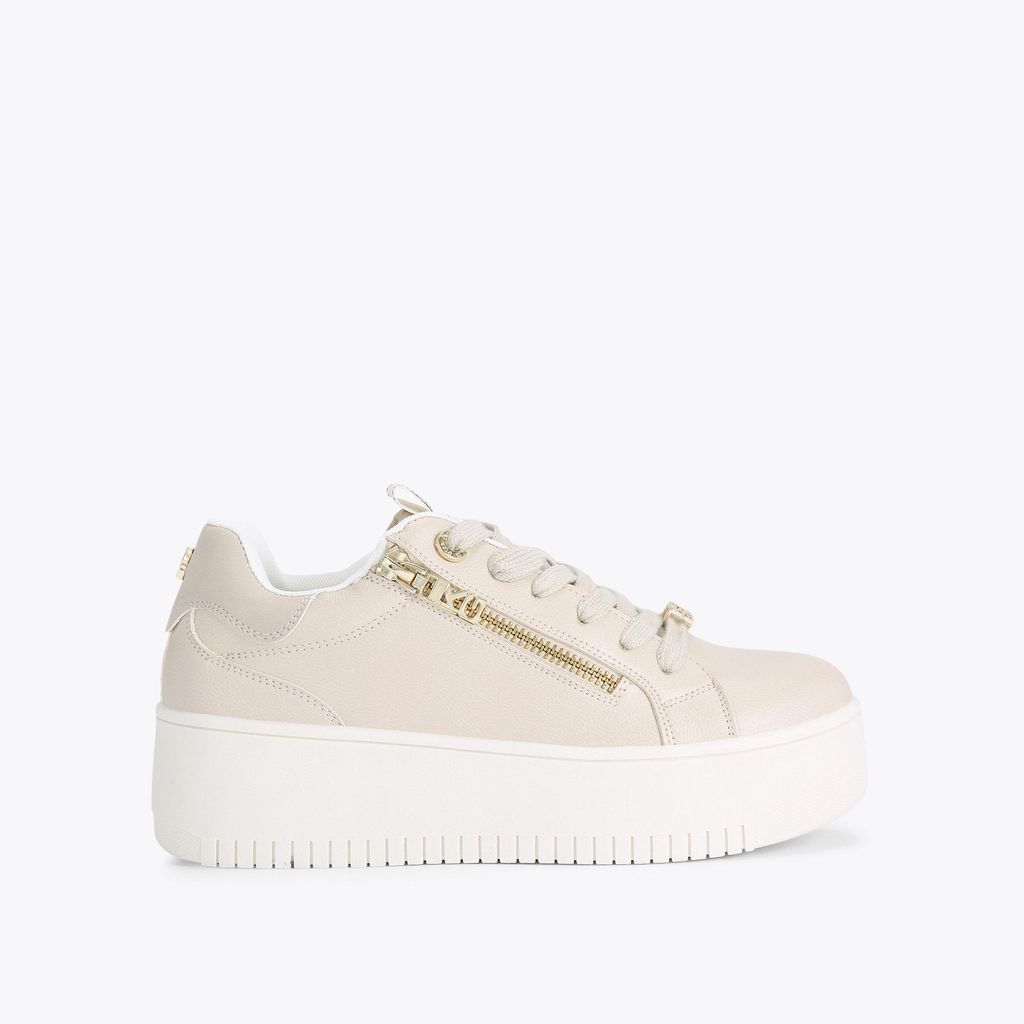 Women's Trainers White Synthetic Leslie Side Zip