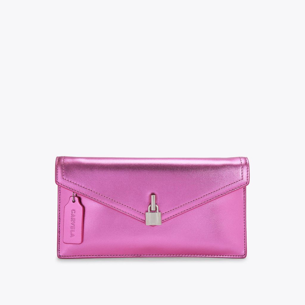Women's Clutch Bag Pink Leather Vanity