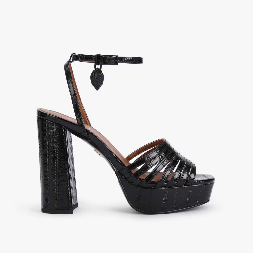 Women's Platform Sandals Black Eel Print