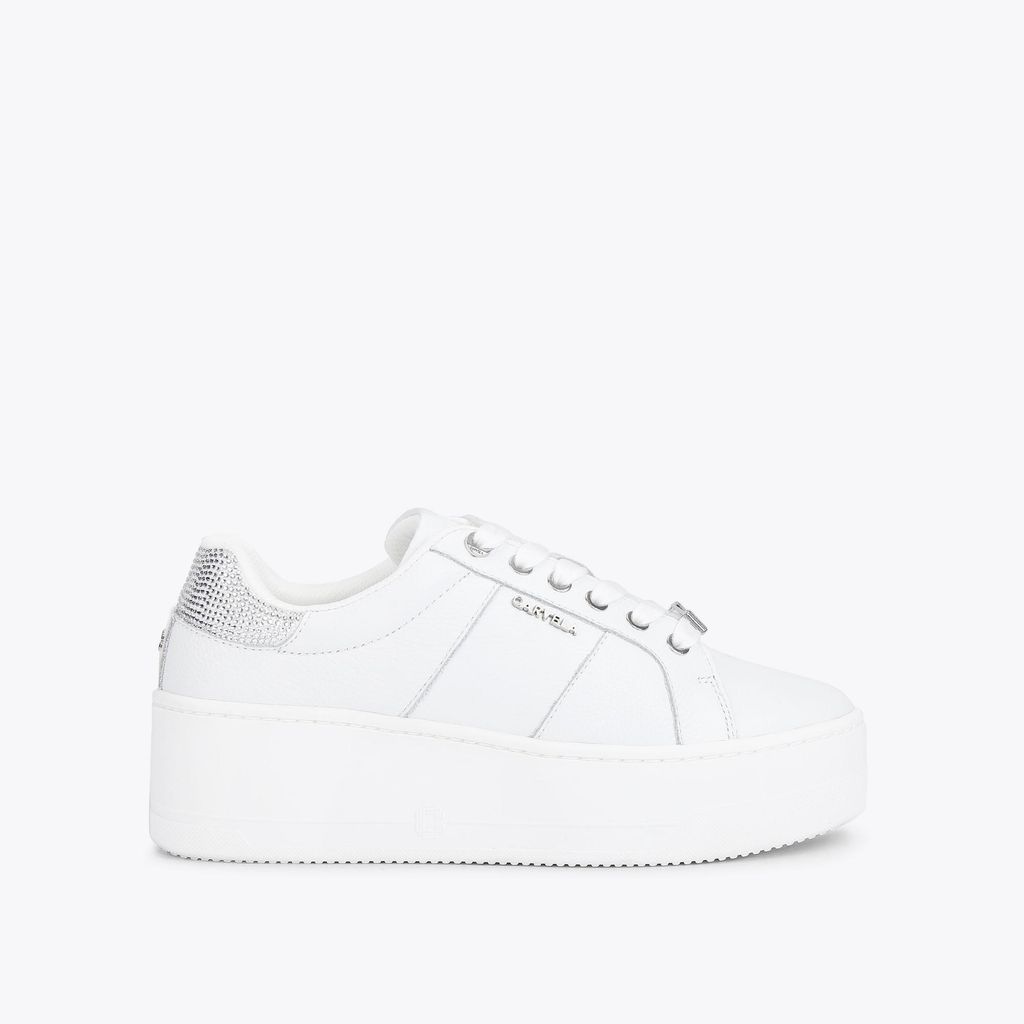 Women's Trainers White Leather Platform Connected