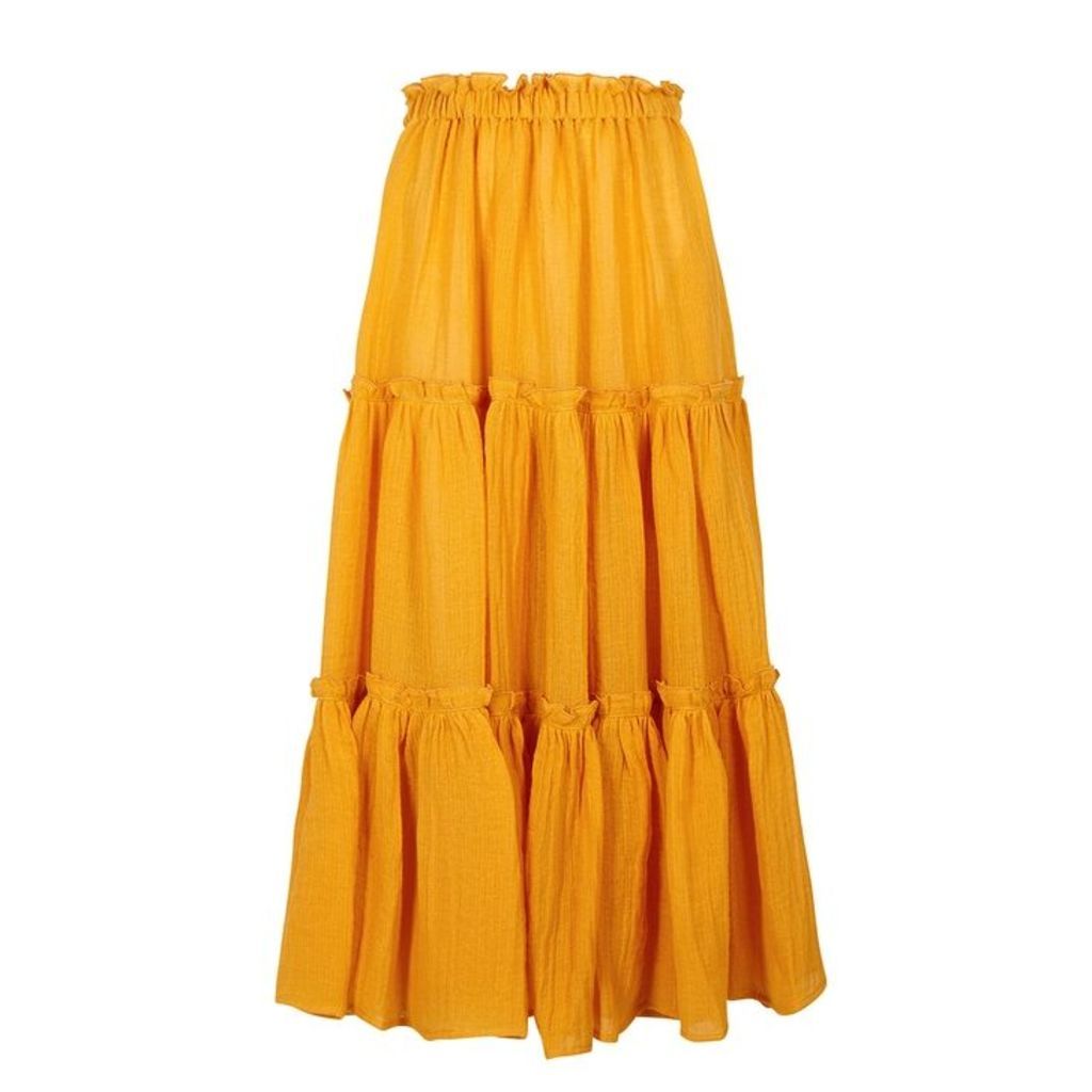 Lisa Marie Fernandez Saffron Flared Gauze Midi Skirt