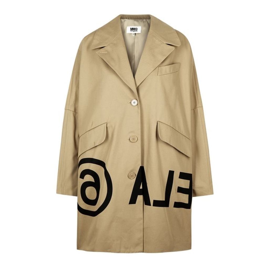 MM6 By Maison Margiela Sand Printed Cotton Twill Coat