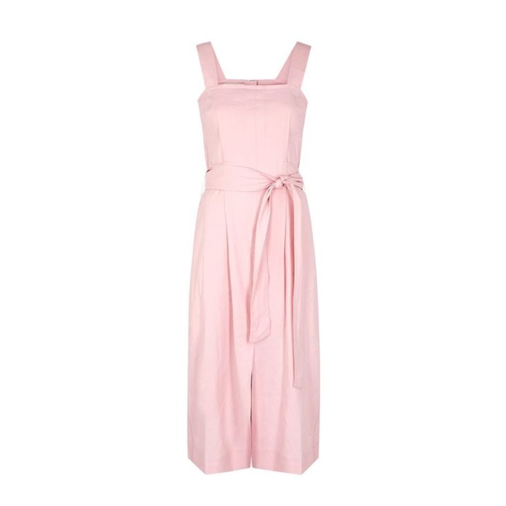 Vince Light Pink Linen-blend Midi Dress