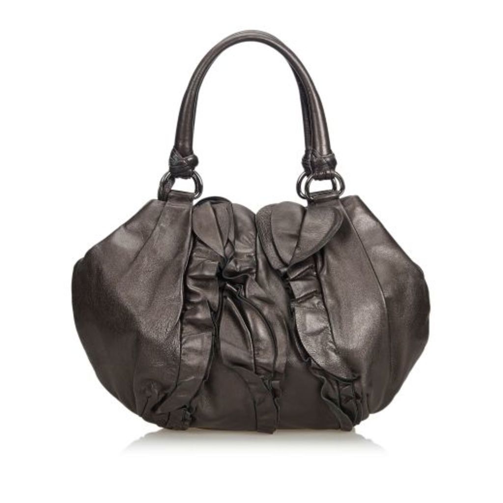 Prada Black Ruffled Leather Handbag