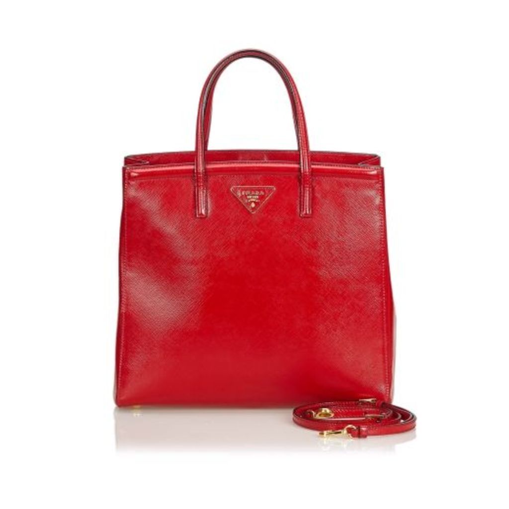 Prada Red Saffiano Vernice Leather Satchel