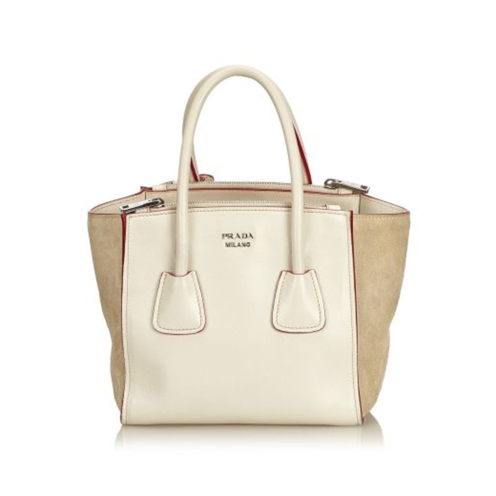 Prada White Leather Twin Handbag