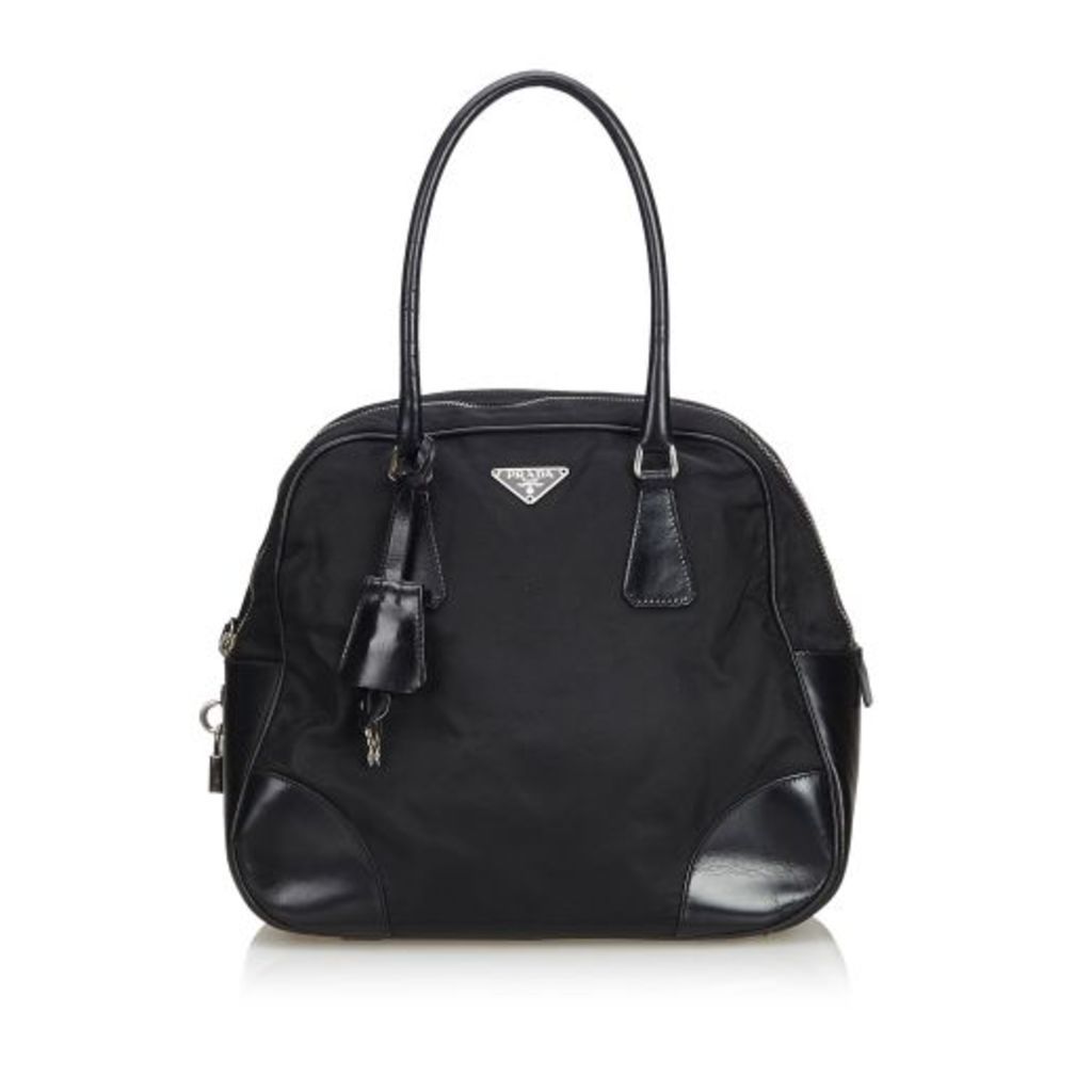 Prada Black Nylon Bowler Handbag