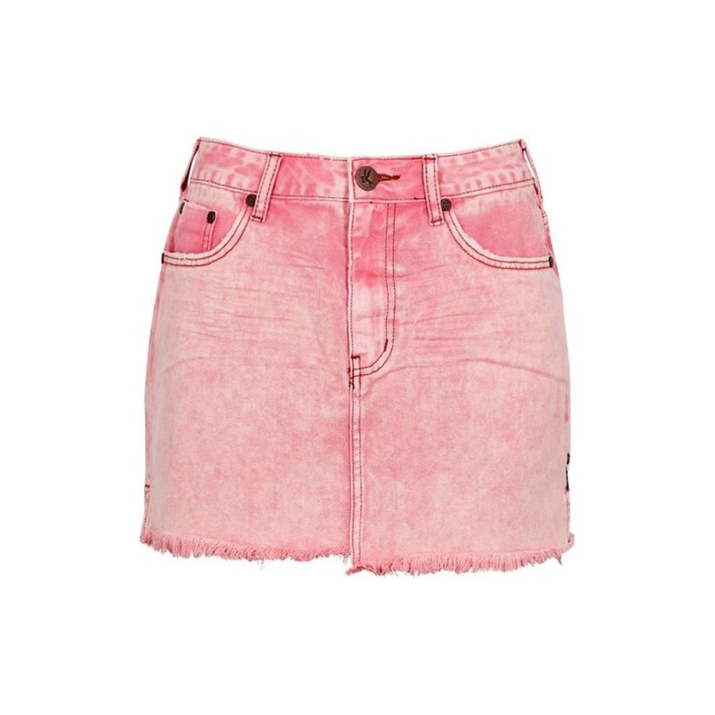 Oneteaspoon 2020 Pink Distressed Denim Mini Skirt
