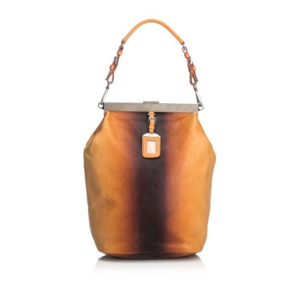 Prada Brown Leather Ombre Shoulder Bag