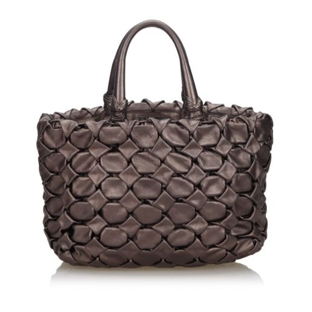 Prada Brown Woven Leather Handbag
