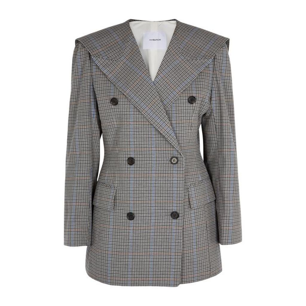 PushBUTTON Grey Checked Cotton-blend Jacket