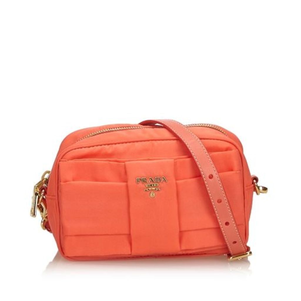Prada Orange Nylon Bow Crossbody Bag