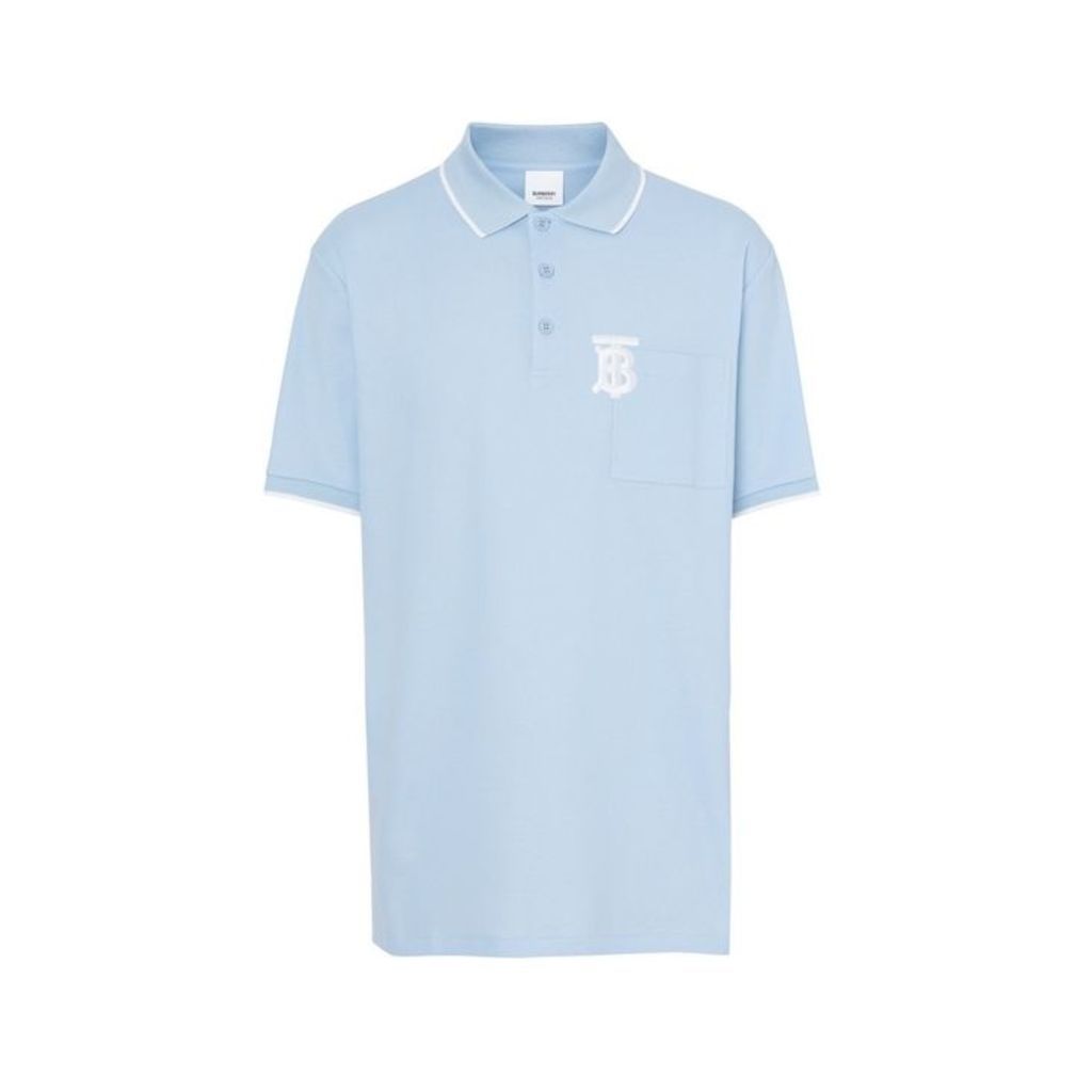 Burberry Monogram Motif Tipped Cotton Pique Polo Shirt