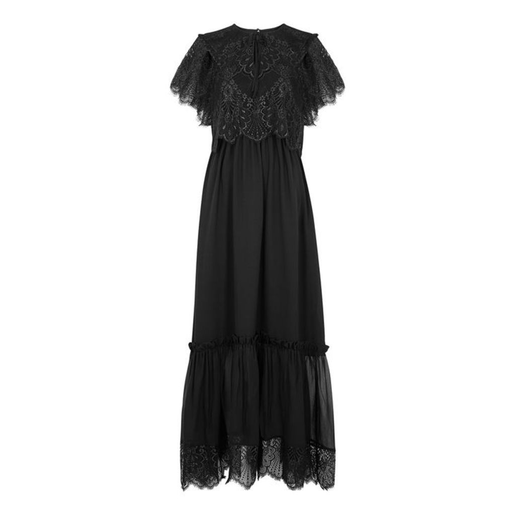 THREE FLOOR Alluring Black Lace-trimmed Maxi Dress