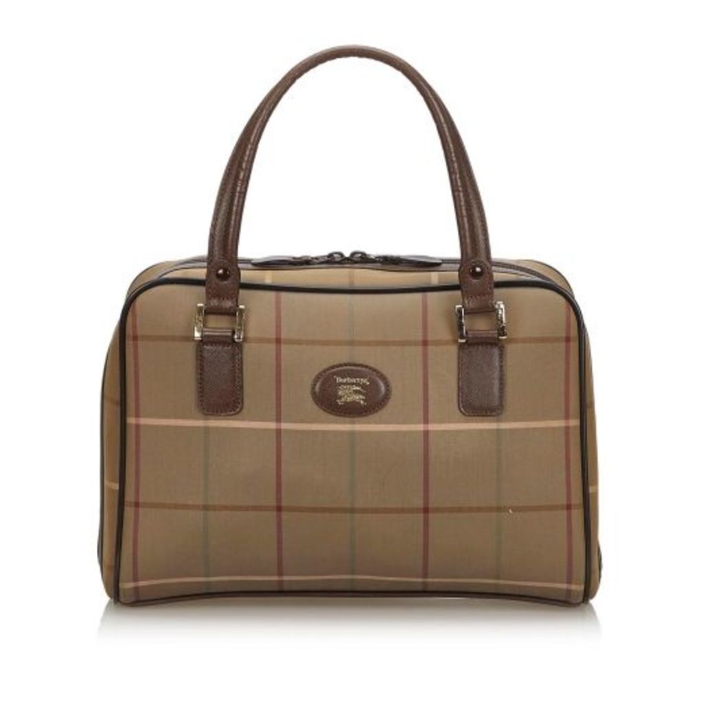 Burberry Brown Plaid Canvas Handbag