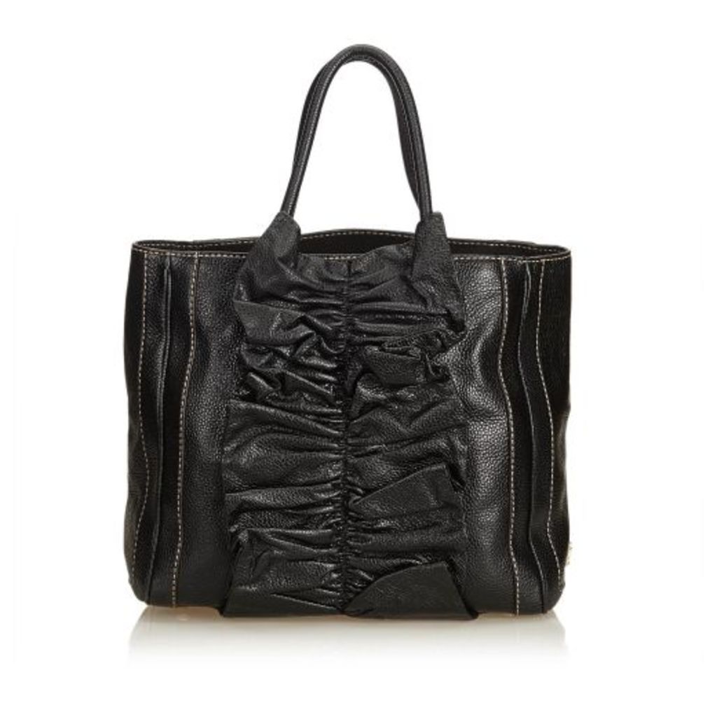Dolce & Gabbana Black Gathered Leather Tote Bag