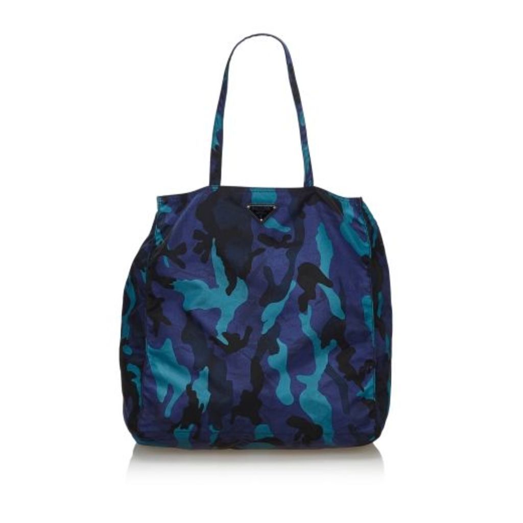 Prada Blue Nylon Camouflage Tote Bag