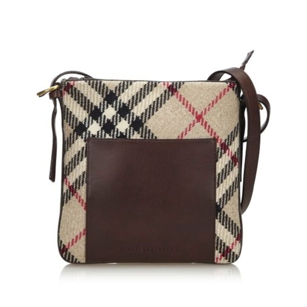 Burberry Brown Nova Check Wool Crossbody Bag