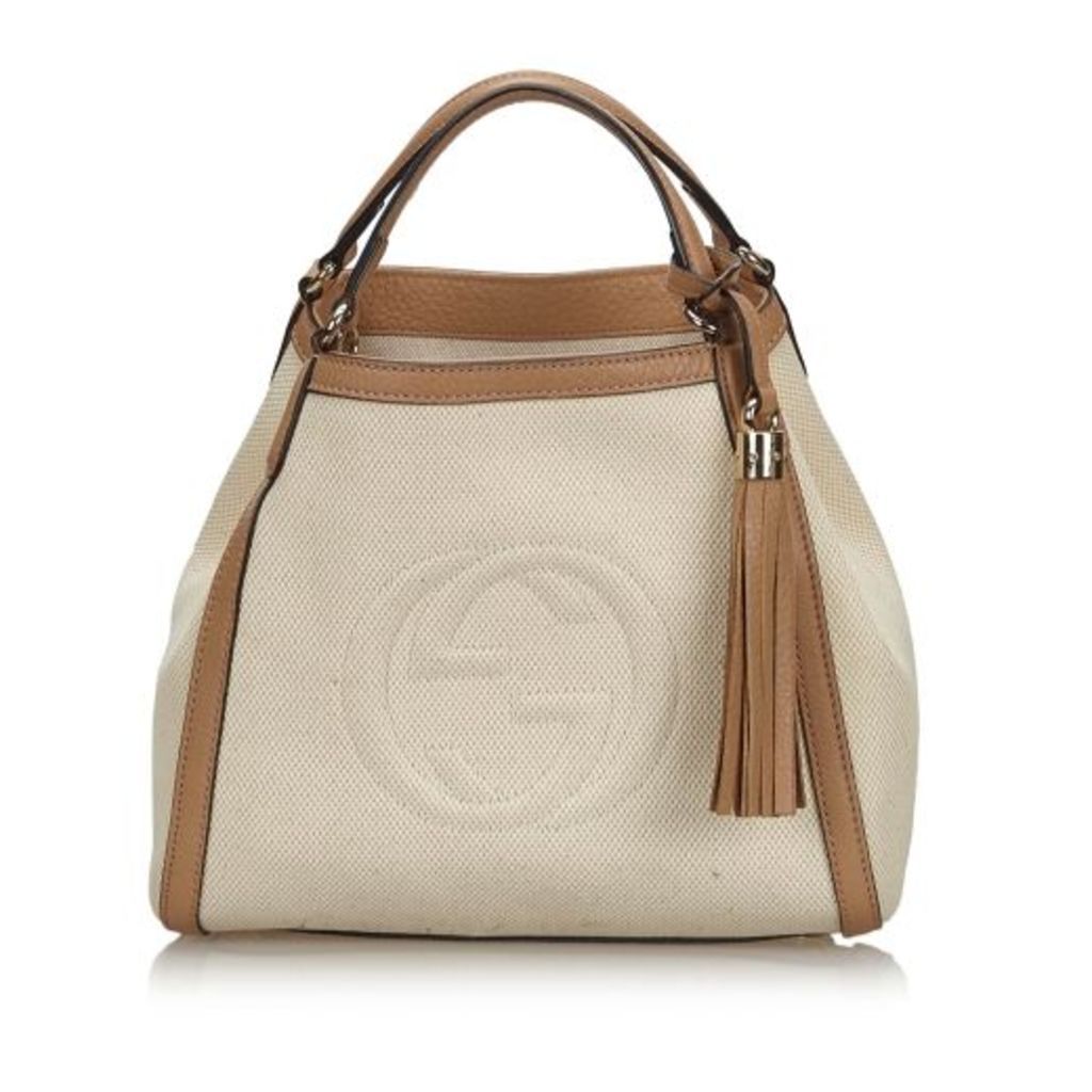 Gucci White Soho Canvas Shoulder Bag