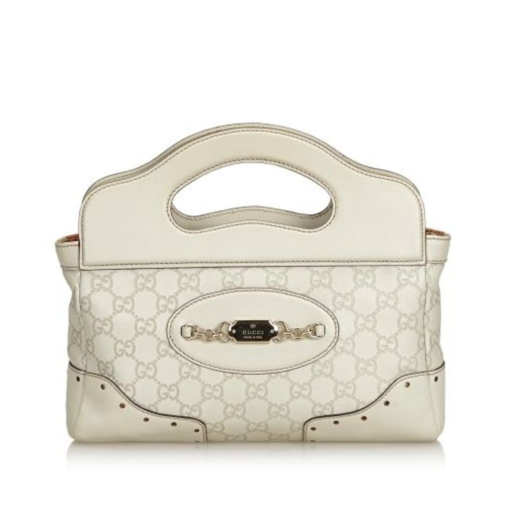 Gucci White Guccissima Leather Punch Handbag