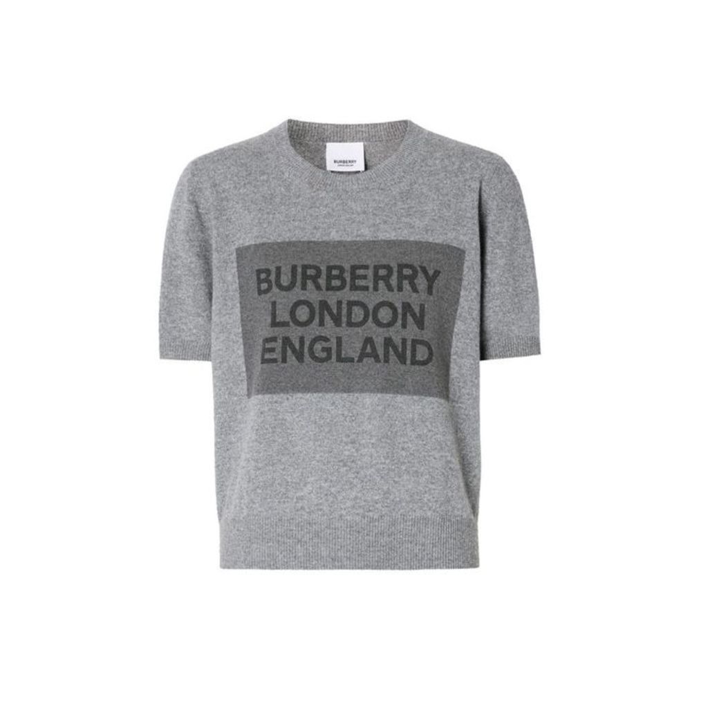 Burberry Short-sleeve Logo Detail Cashmere Top