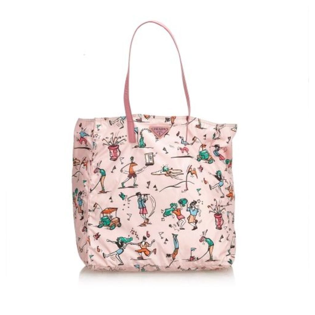Prada Pink Printed Nylon Tote Bag