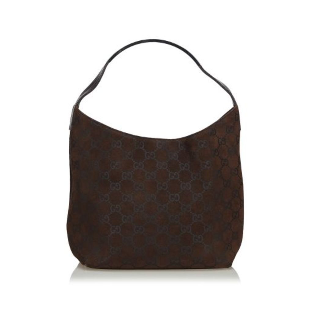 Gucci Black Gg Suede Shoulder Bag