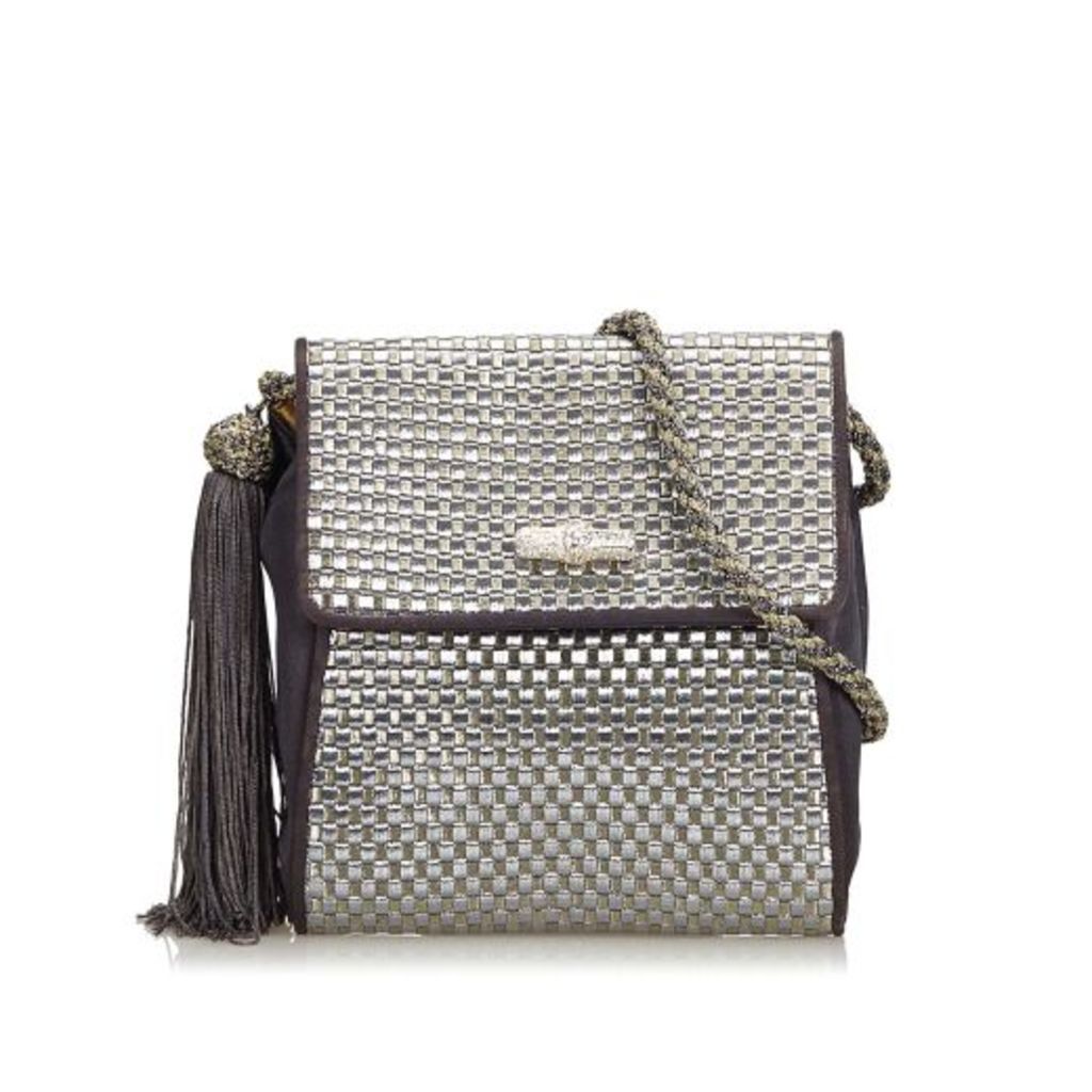Gucci Silver Textured Fabric Crossbody Bag