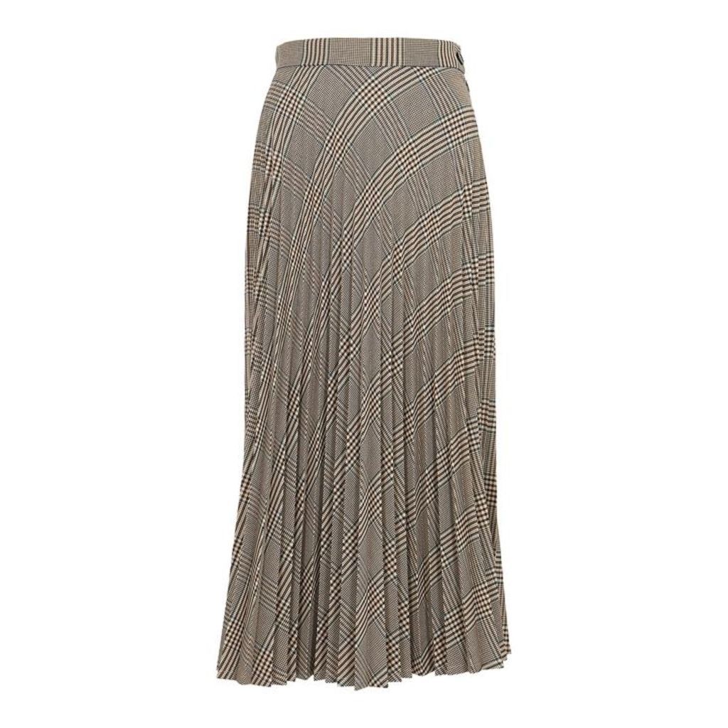 MM6 By Maison Margiela Checked Pleated Twill Midi Skirt