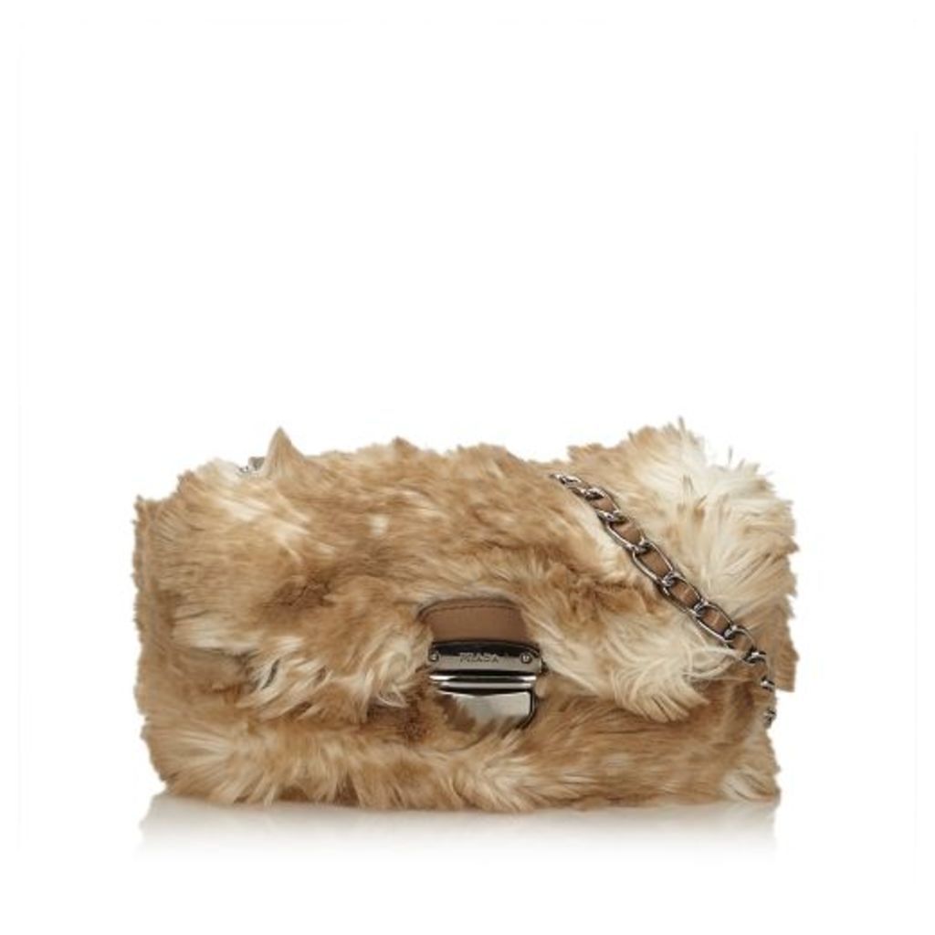 Prada Brown Faux Fur Chain Bag