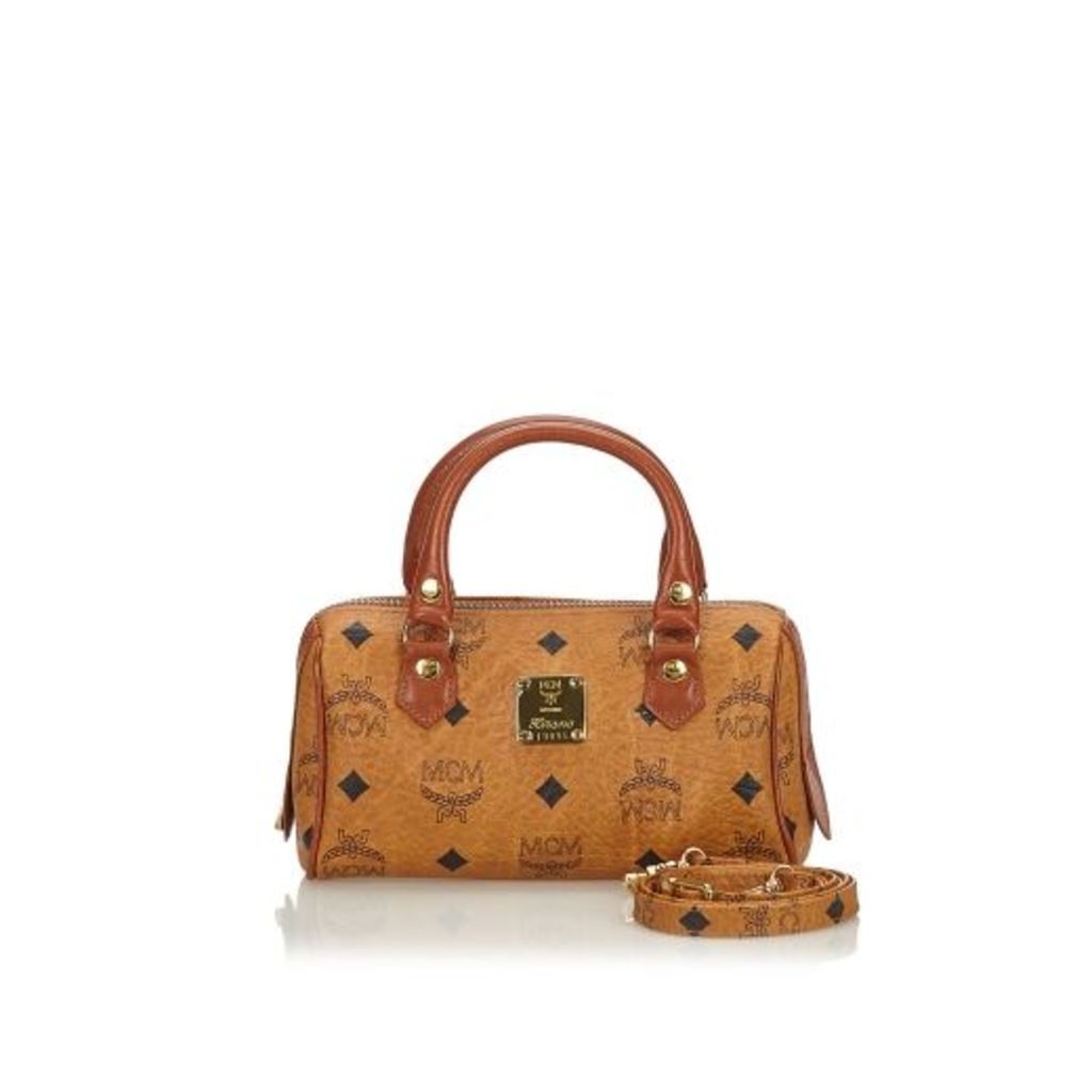 MCM Brown Visetos Leather Handbag