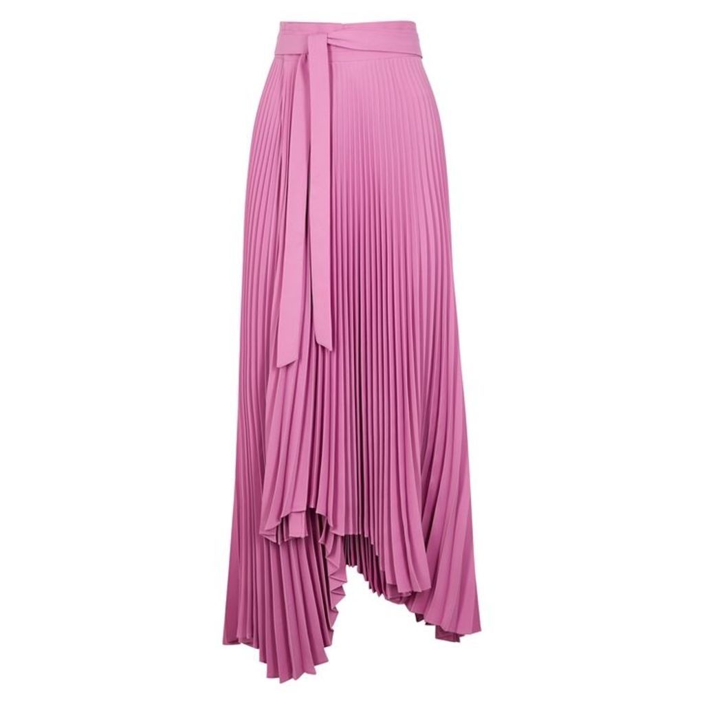 A.W.A.K.E MODE Doric Pink Pleated Midi Wrap Skirt