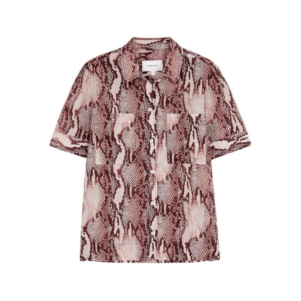 Current/Elliott Pink Snake-print Cotton And Silk-blend Shirt