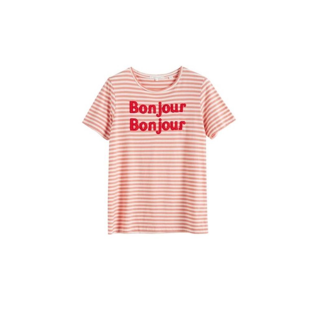 Chinti & Parker Pink Striped Bonjour Bonjour Organic Jersey T-shirt