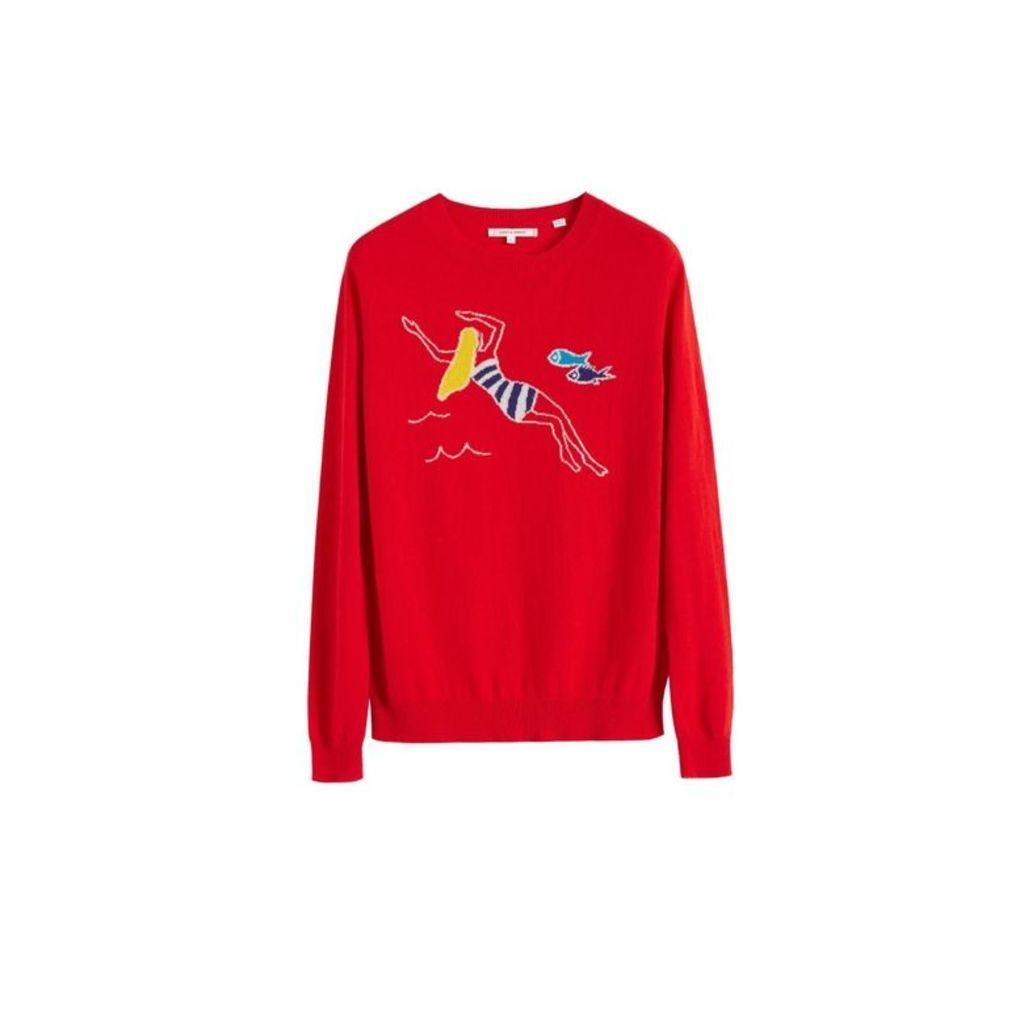 Chinti & Parker Red Swimmer Cashmere Sweater