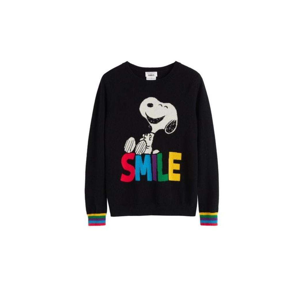 Chinti & Parker Black Snoopy Smile Cashmere Sweater