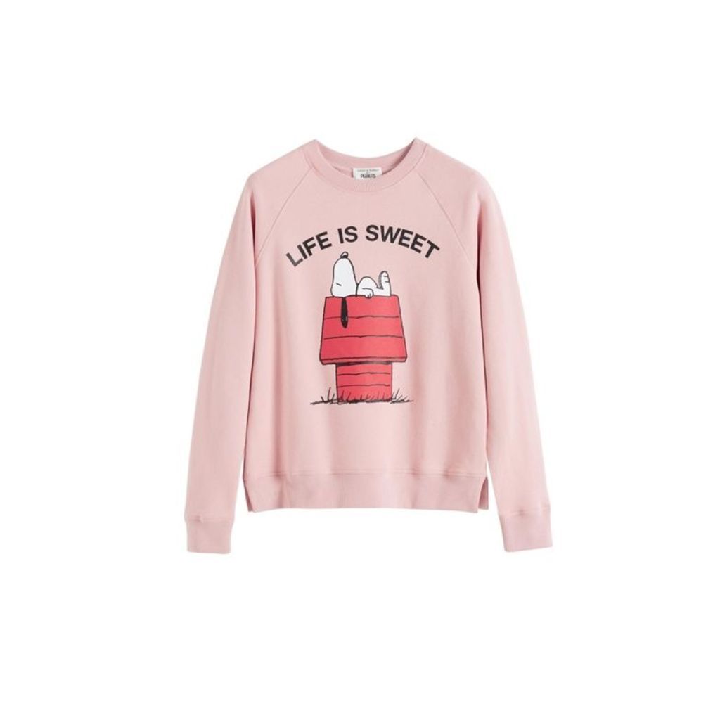 Chinti & Parker Pink Snoopy Life Is Sweet Cotton Sweatshirt