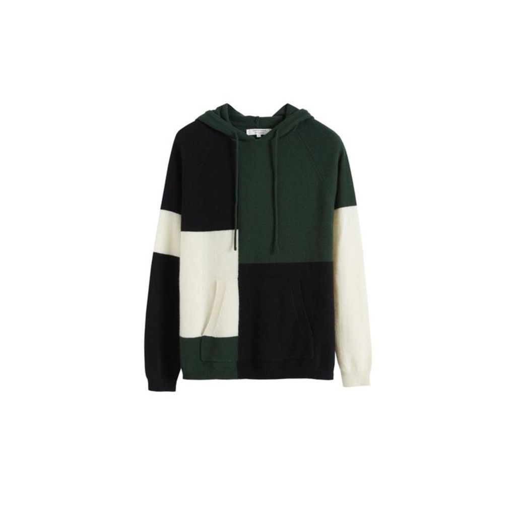 Chinti & Parker Black Colour-block Wool-cashmere Hoodie