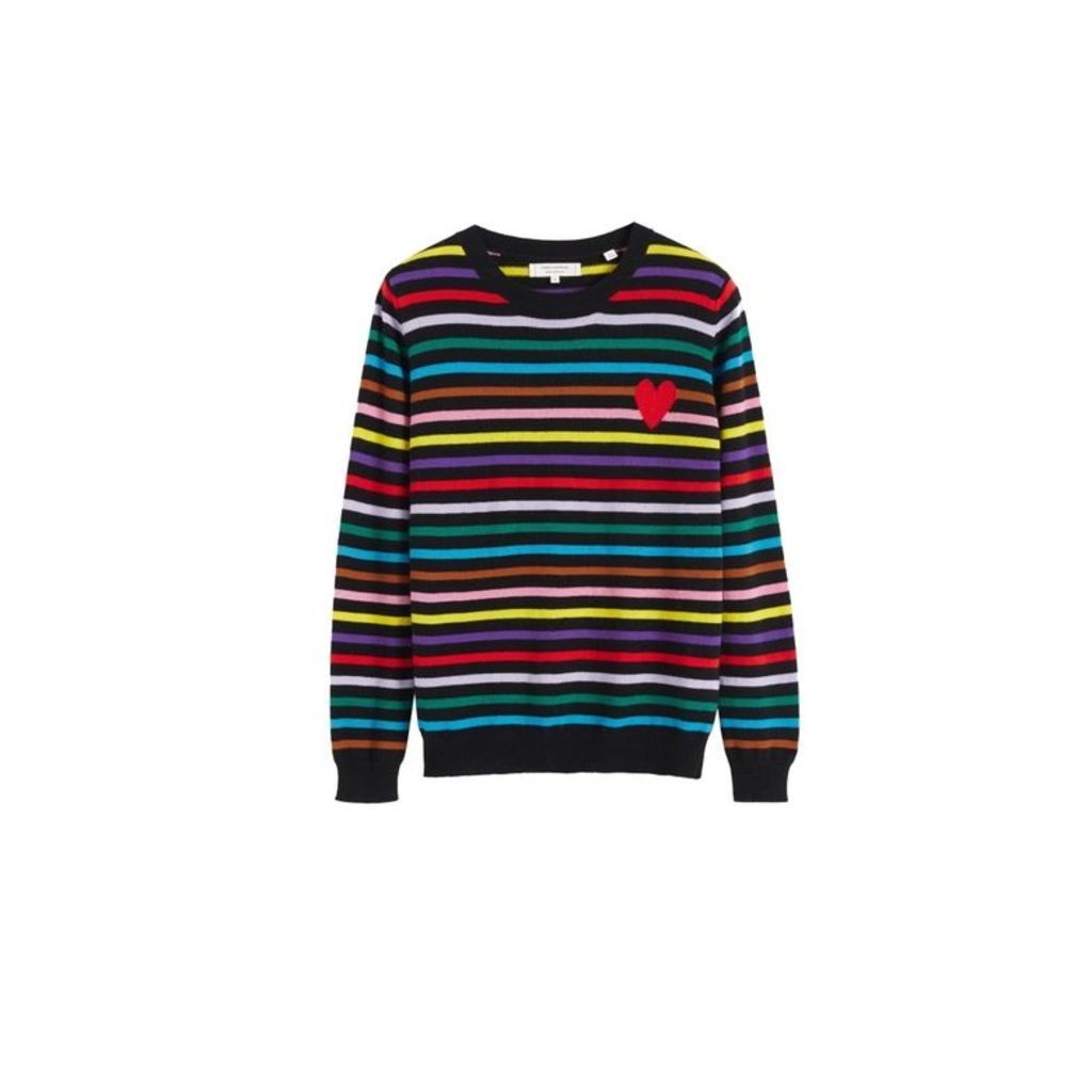 Chinti & Parker Multicolour Striped Heart Cashmere Sweater