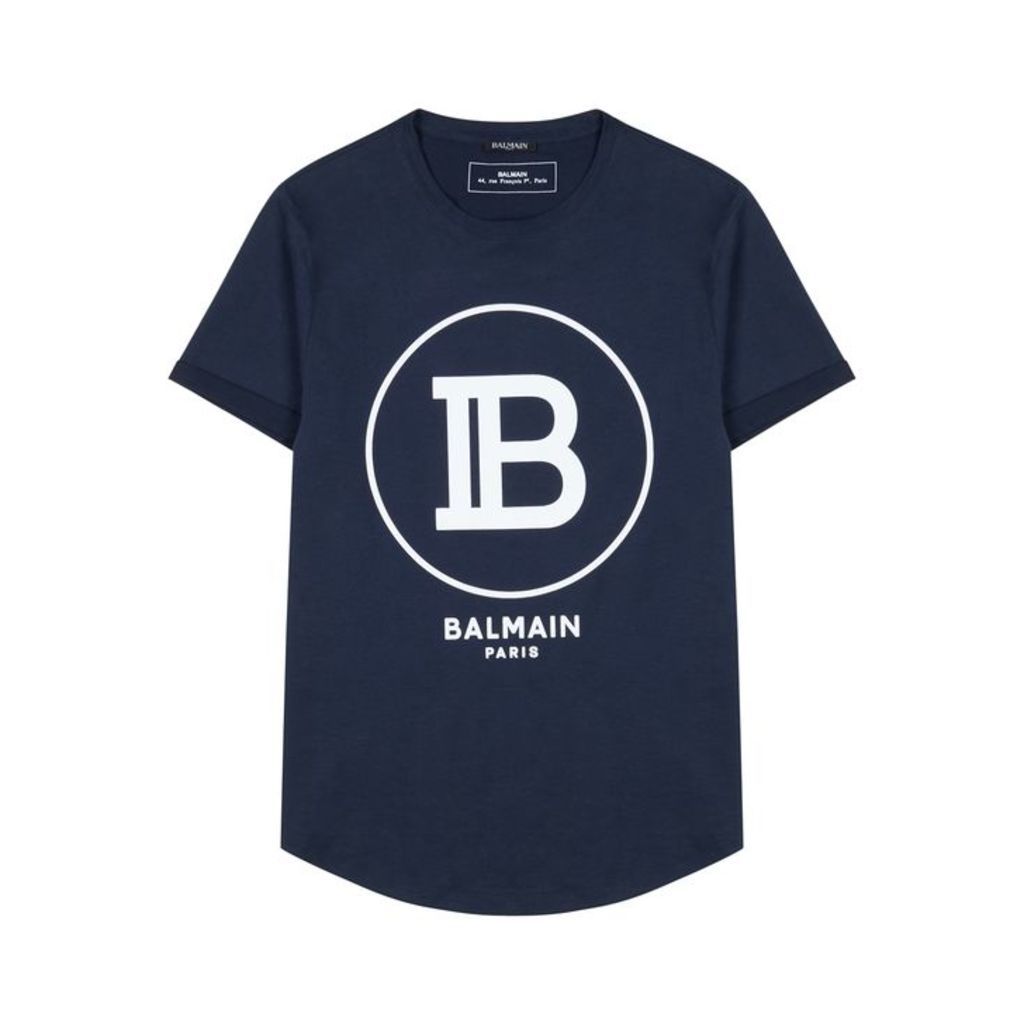 Balmain Navy Logo Cotton T-shirt